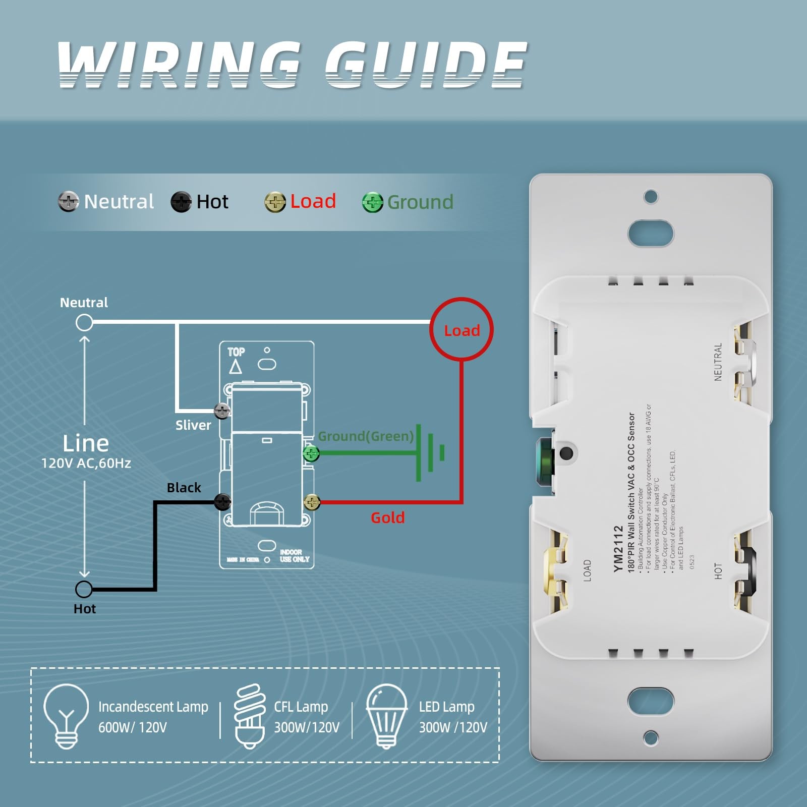 ECOELER Motion Sensor Light Switch, PIR Detection Wall 1 - Pack, White