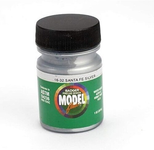 Badger Modelflex Railroad Color Santa Fe Silver 1oz - Model Airbrush Acrylic