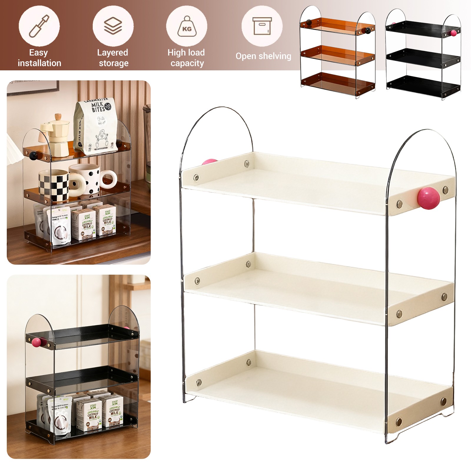 Bathroom Organizer 3 Tier Stackable Acrylic Makeup Cosmetic Storage Shelves