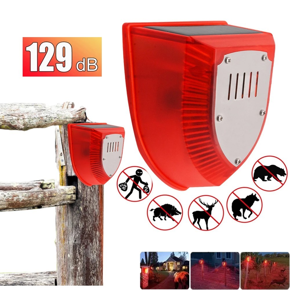 4Pack Solar Alarm LED Light Strobe Wireless Motion Sensor Detector Warning Lamp