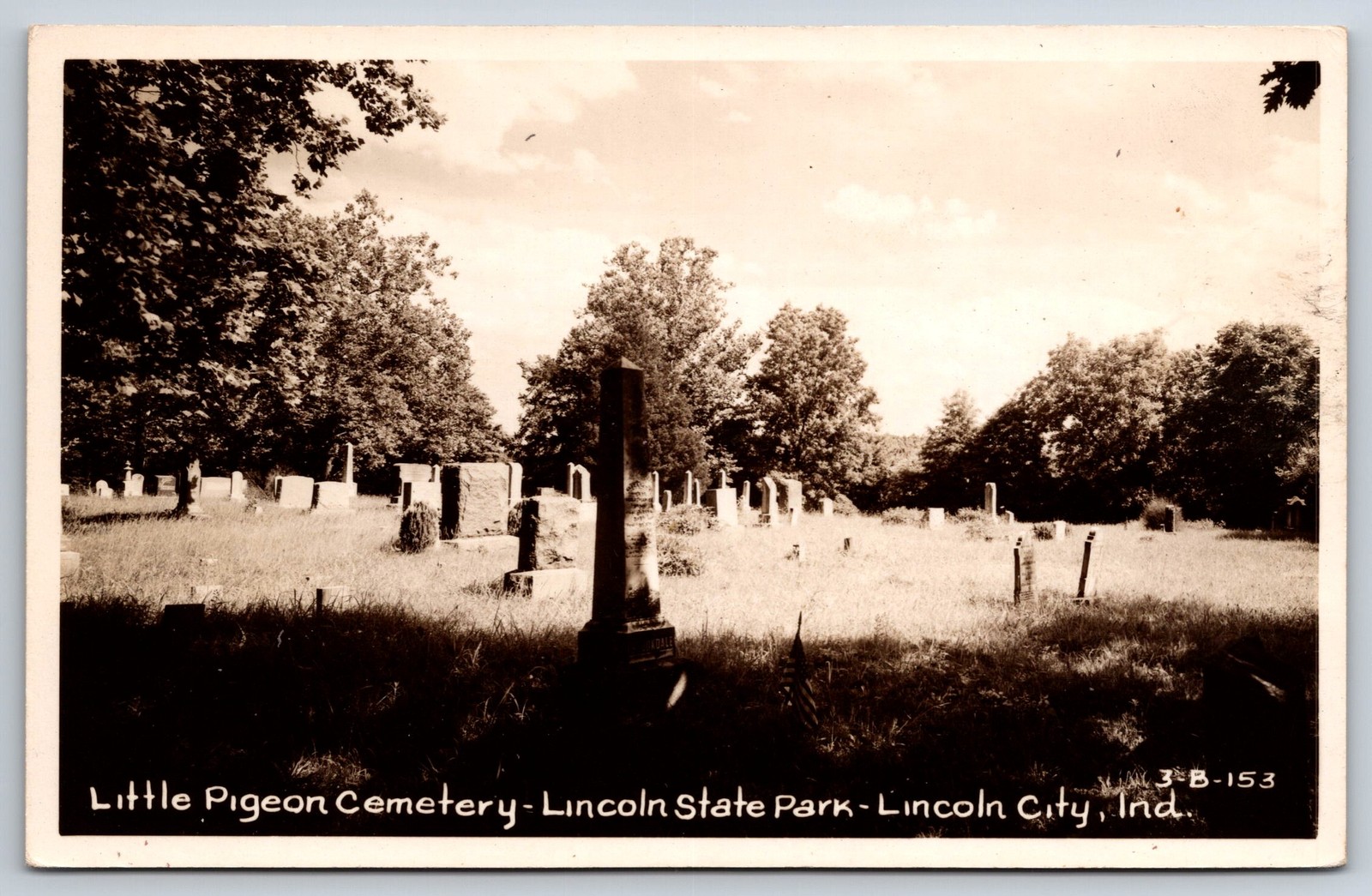 Lincoln City, IN Postcard - Little Pigeon Cemetery at Lincoln State Park