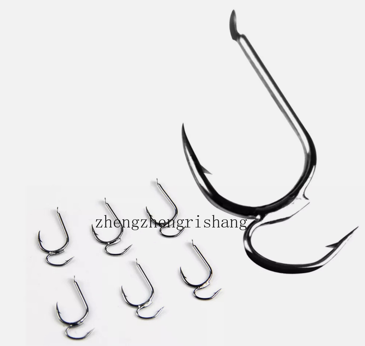 10Pcs Double Fishing Hook with Barb Carbon Steel Anti-running Fish fit Cast Sea