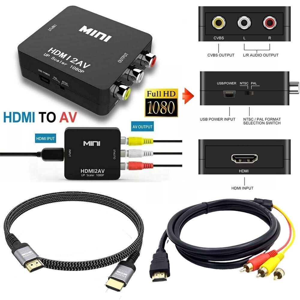 RCA AV to HDMI HD Converter Adapter Composite 3RCA CVBS Audio Video Wii NES SNES