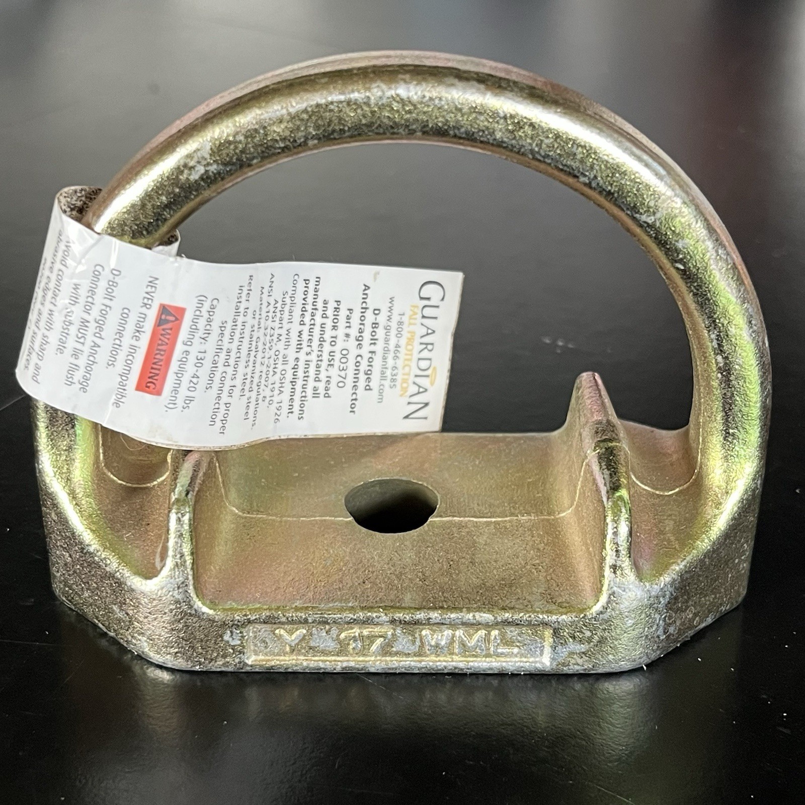 Guardian Fall Protection Steel D-Bolt Forged Anchor Connector 3" 00370 Safety