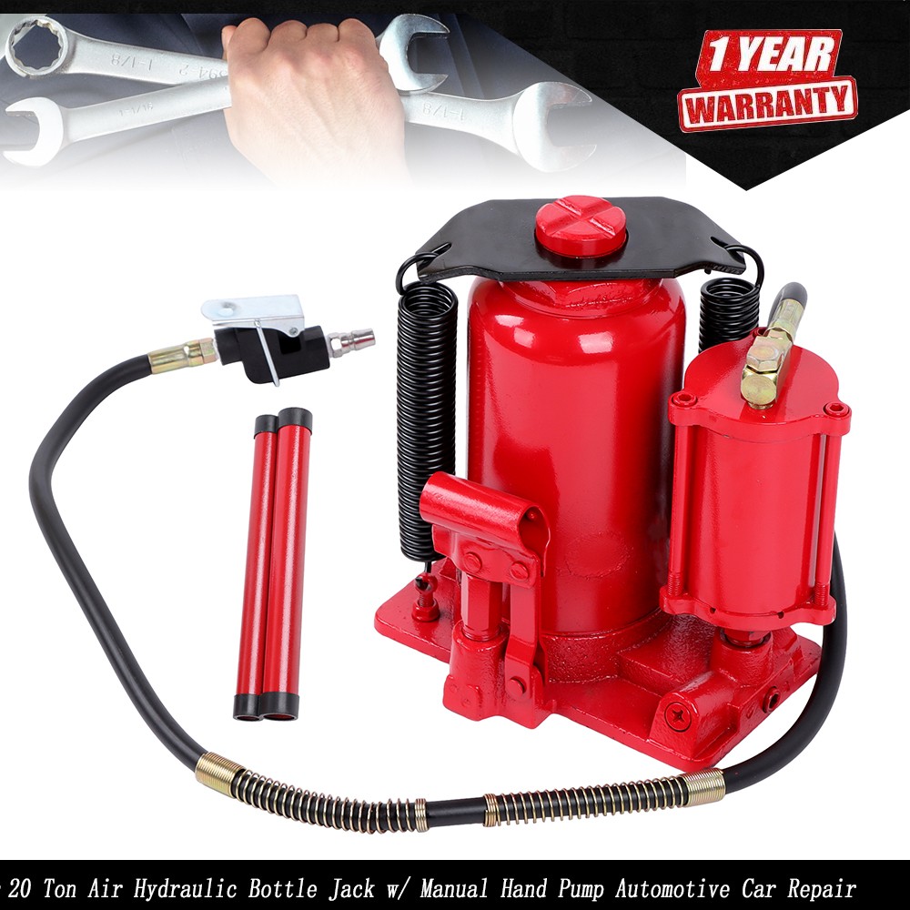 20 Ton Air Hydraulic Bottle Jack w/ Manual Hand Pump Automotive for Car Repair