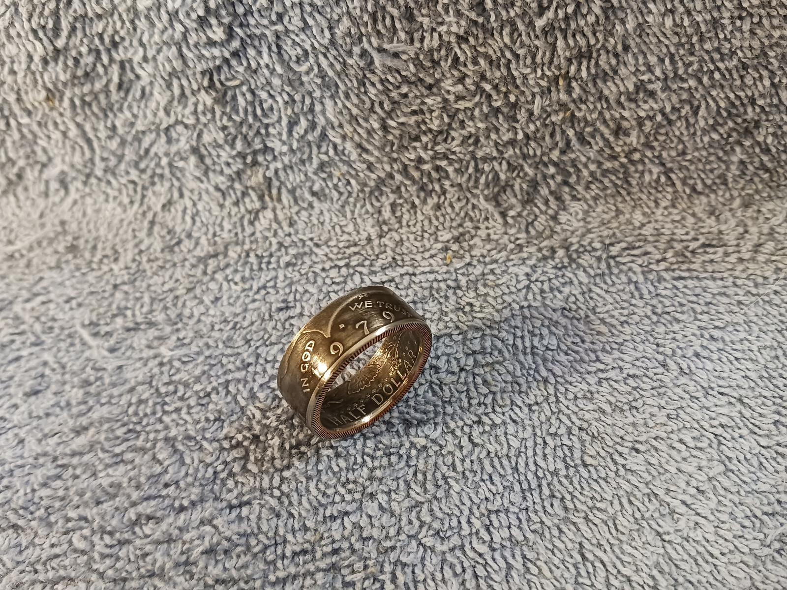 1979 Kennedy Half Dollars  size 11  1/2 coin ring  handmade mixed metals (A)