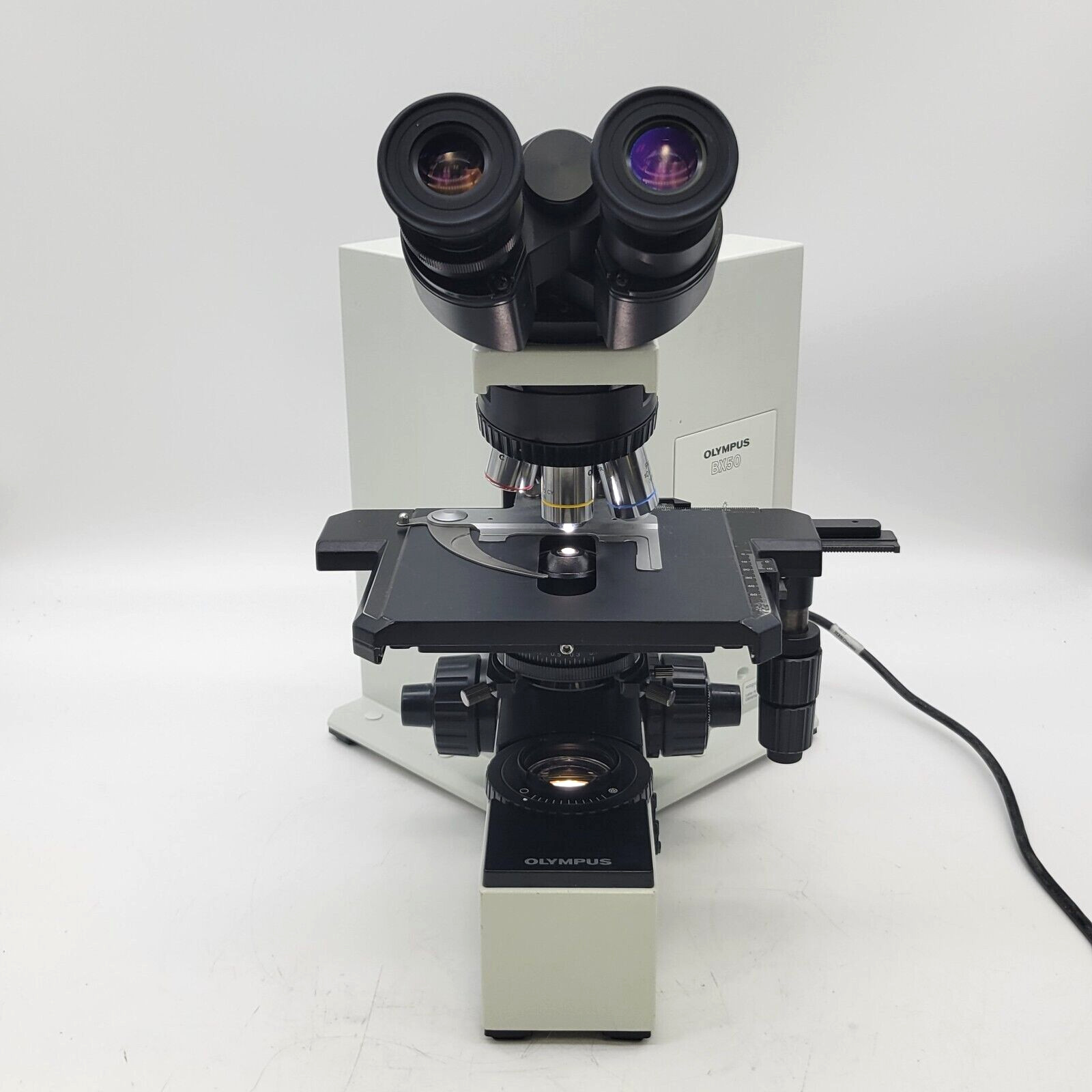 Olympus Microscope BX50 with Binocular Head and 4x, 10x, 40x Objectives