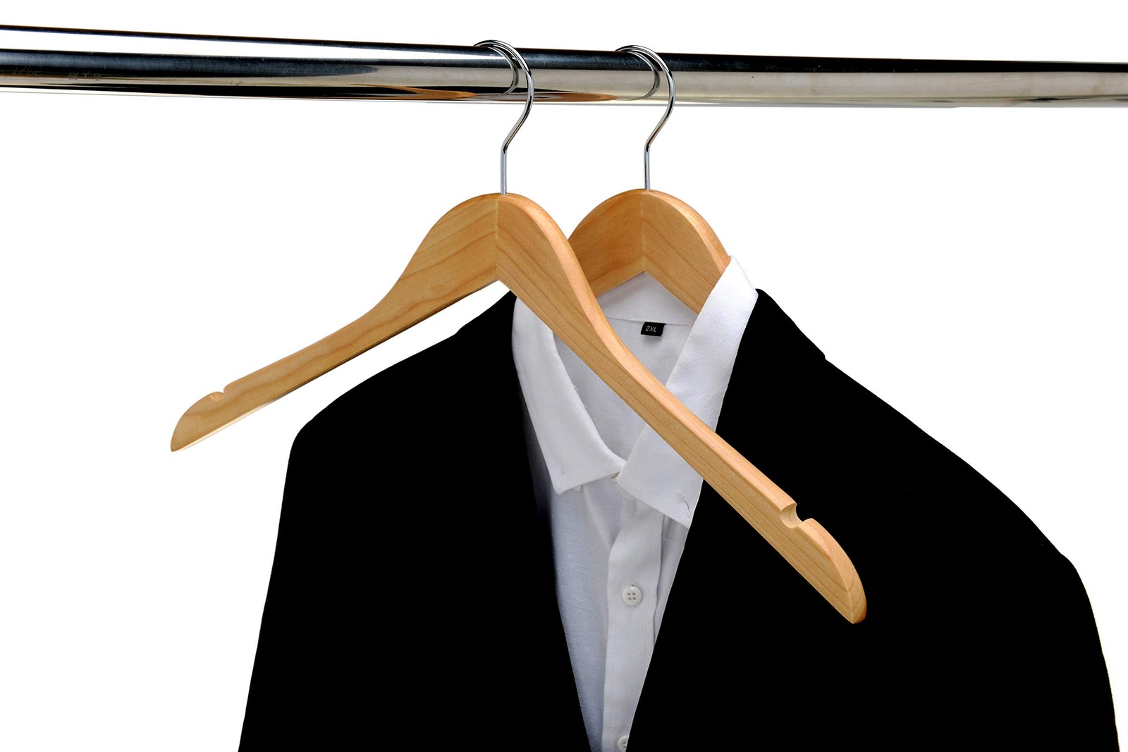 Quality Semi Curved Wooden Suit Hangers, 10-Pack Smooth Finish Solid Wood Coa...