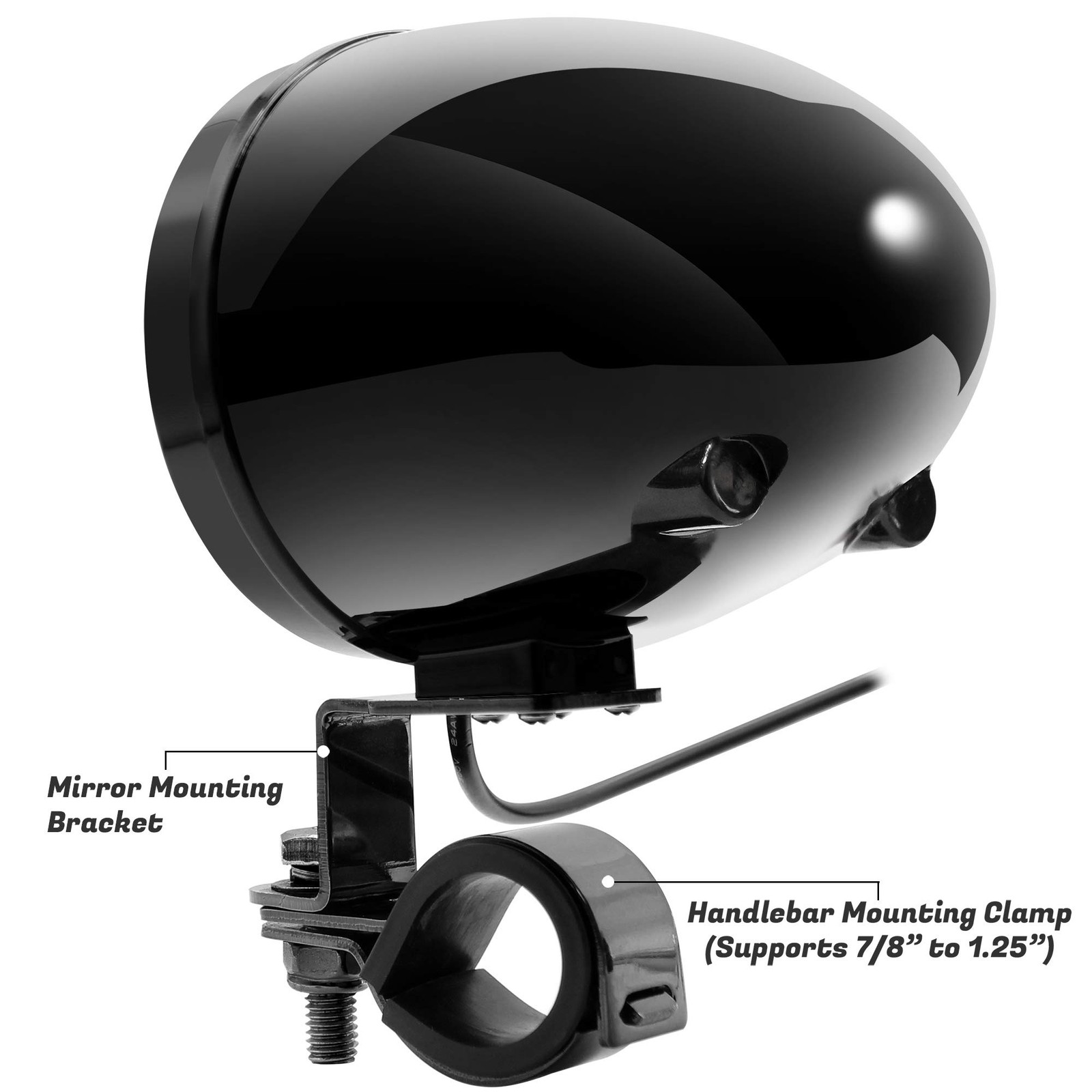 GoHawk Motorcycle Speakers Bluetooth, Waterproof and TS3 Black