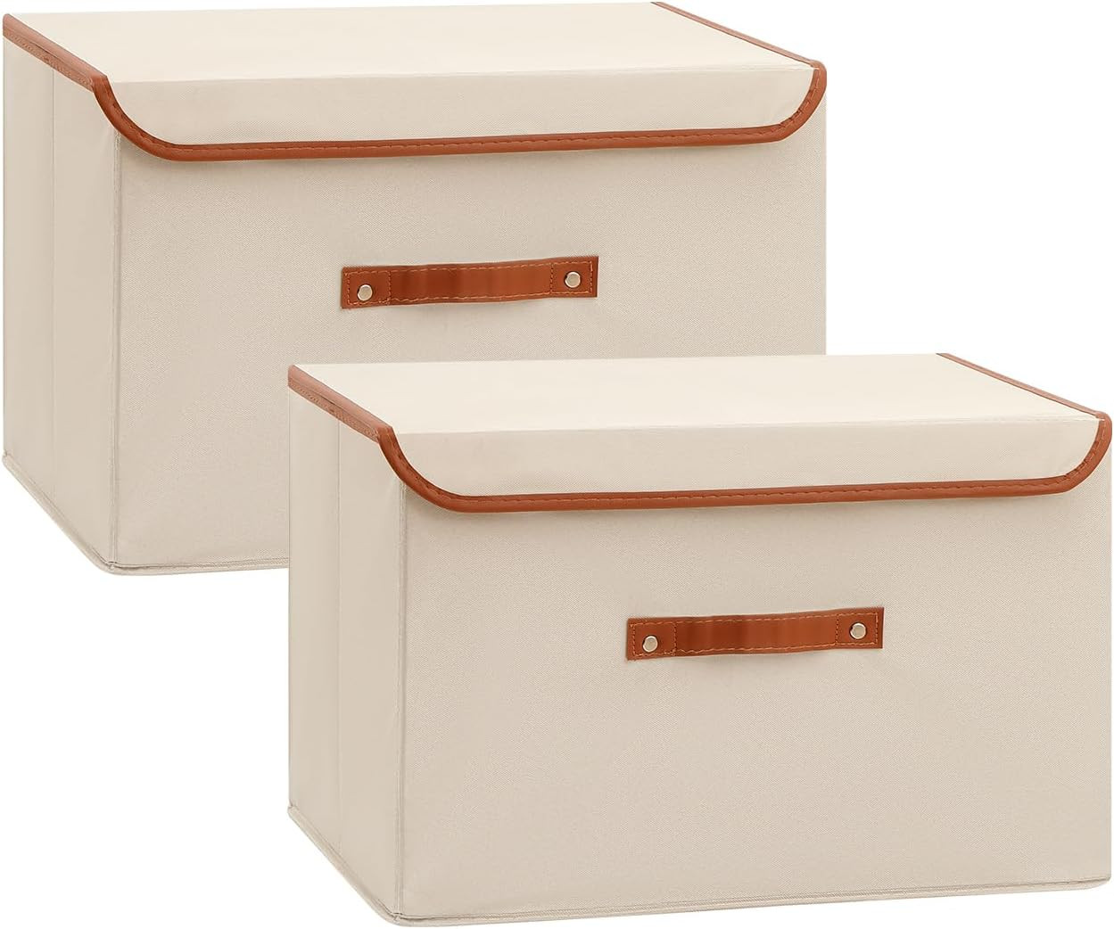 Tuza 2-Pack Large Fabric Storage Bins with Lids, 2 Pack - Medium, Khaki