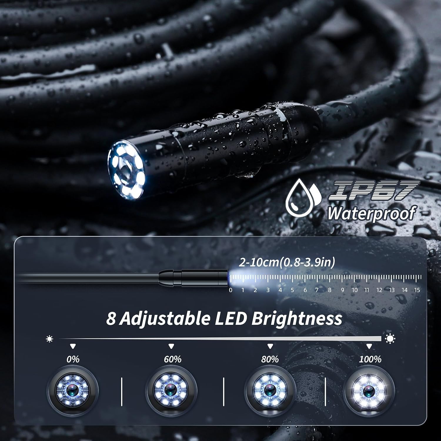 Endoscope Camera with Light, Inspection Borescope Camera with 4.3" IPS Screen...