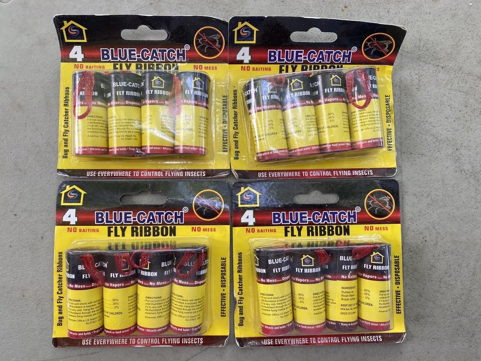 4 Packs of 4 Ribbons (16 Total) - Fly Insect Catcher Trap Hanging Sticky Ribbons