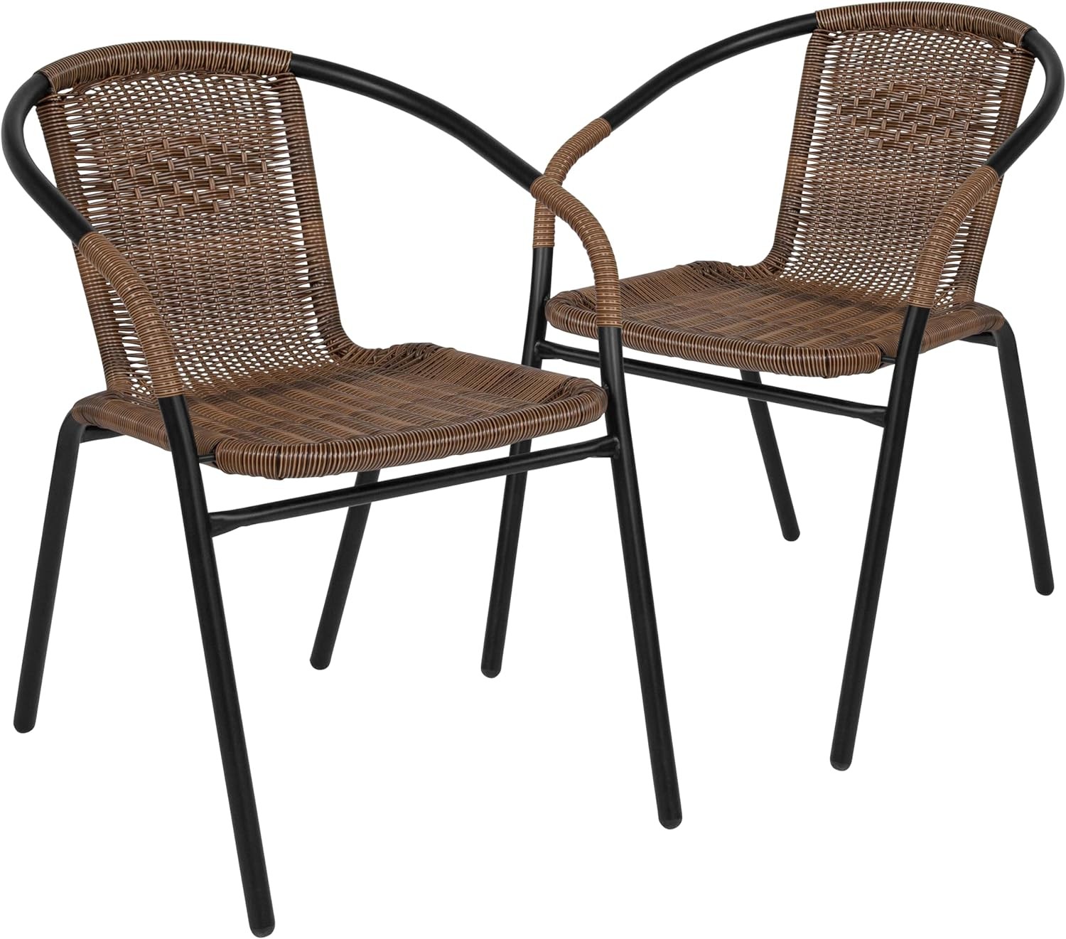 Lila Modern Rattan Indoor/Outdoor Stackable Dining Chairs Stacking Rattan Bistro