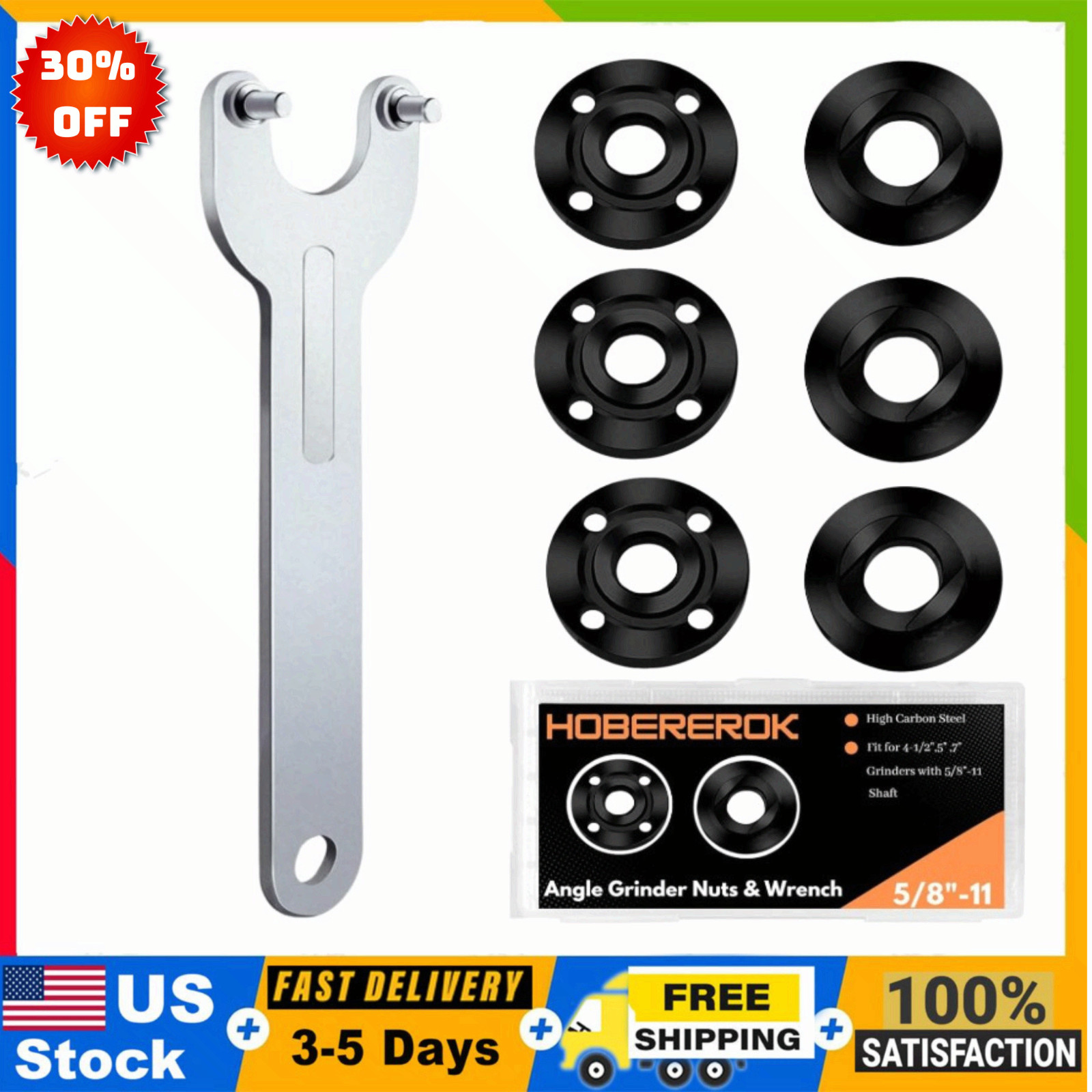 Kit tuerca llave amoladora 7 pcs 5/8-11 para 4.5 5 7 cambio disco