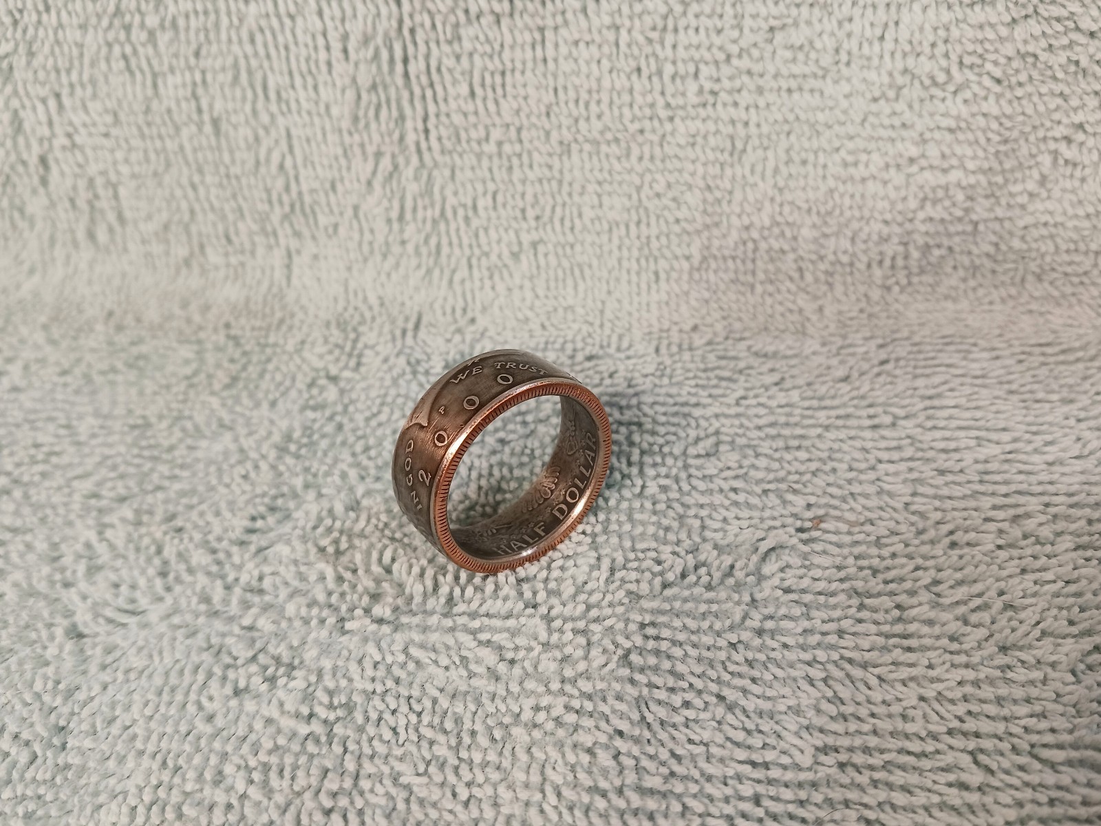 2000 Kennedy Half Dollars  size 12   coin ring  handmade mixed metals (A)
