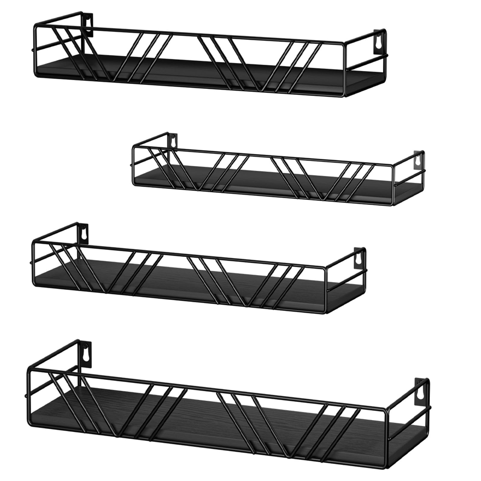 Floating Wall Shelves Set of 4 - Rustic Wood Floating Shelf, Multi-Size Display