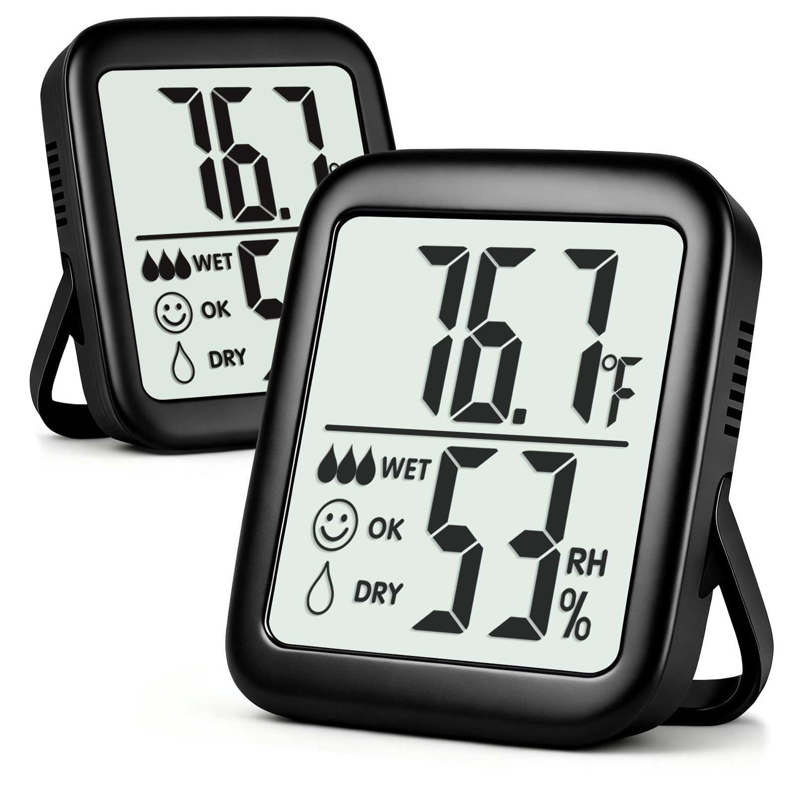 Antonki 2 Pack Room Thermometer for 2 Pcs * Classic Black ( 97%+ Choice )