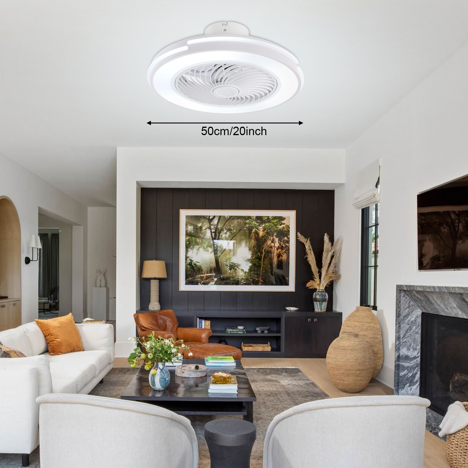 20" Modern Ceiling Fan with LED Light Chandelier Flush Mount Lamp Remote Control