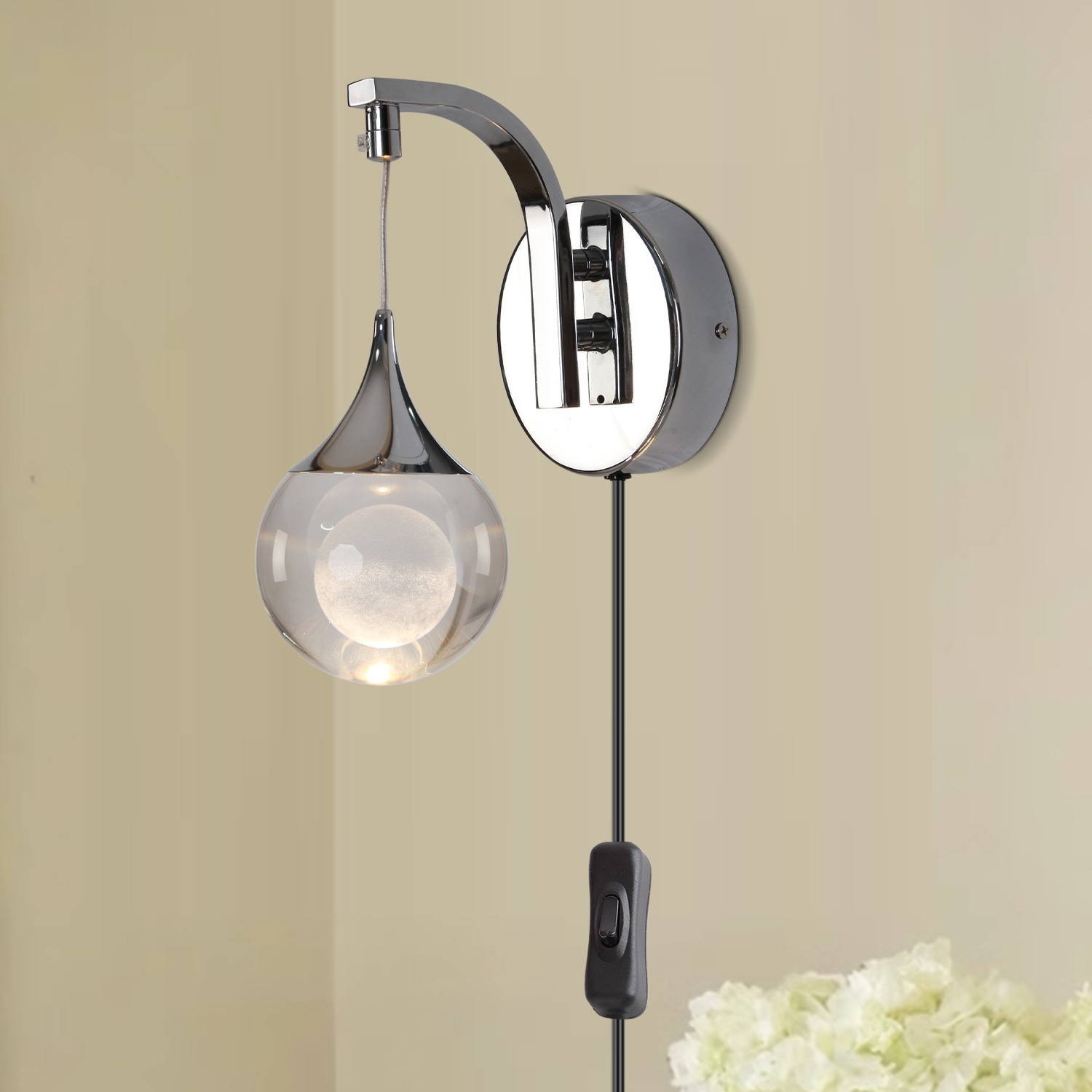 Modern LED Wall Sconce 5W Dimmable Wall Light with Plug for Living Room&Bathroom