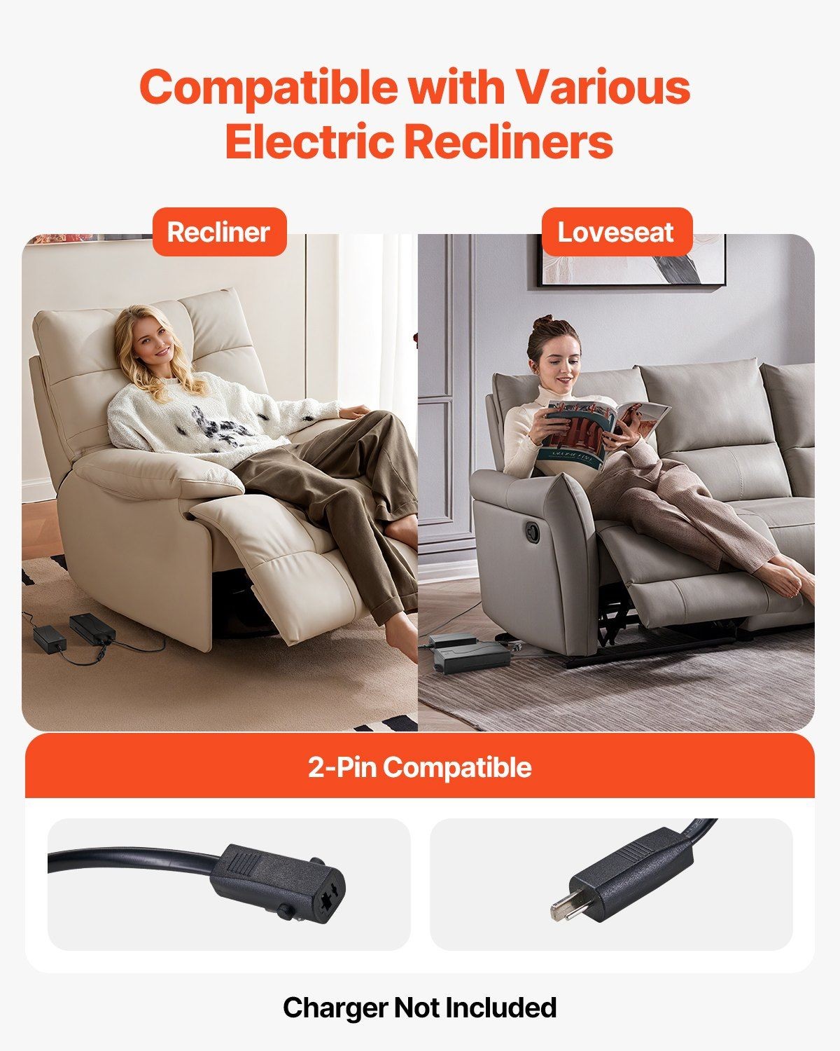 2500mAh 2-Pin Advanced Battery for Automated Recliner Support