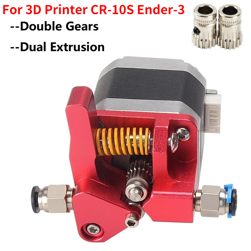MK8 Dual Gear Red Extruder Block Kit Dual Extruder For CR-10S Ender-3 3D Printer