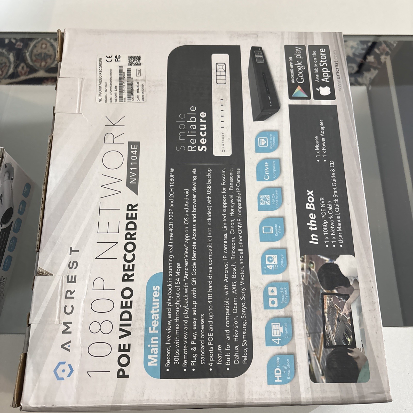 Amcrest 1080P Network PoE Video Recorder With Two Cameras