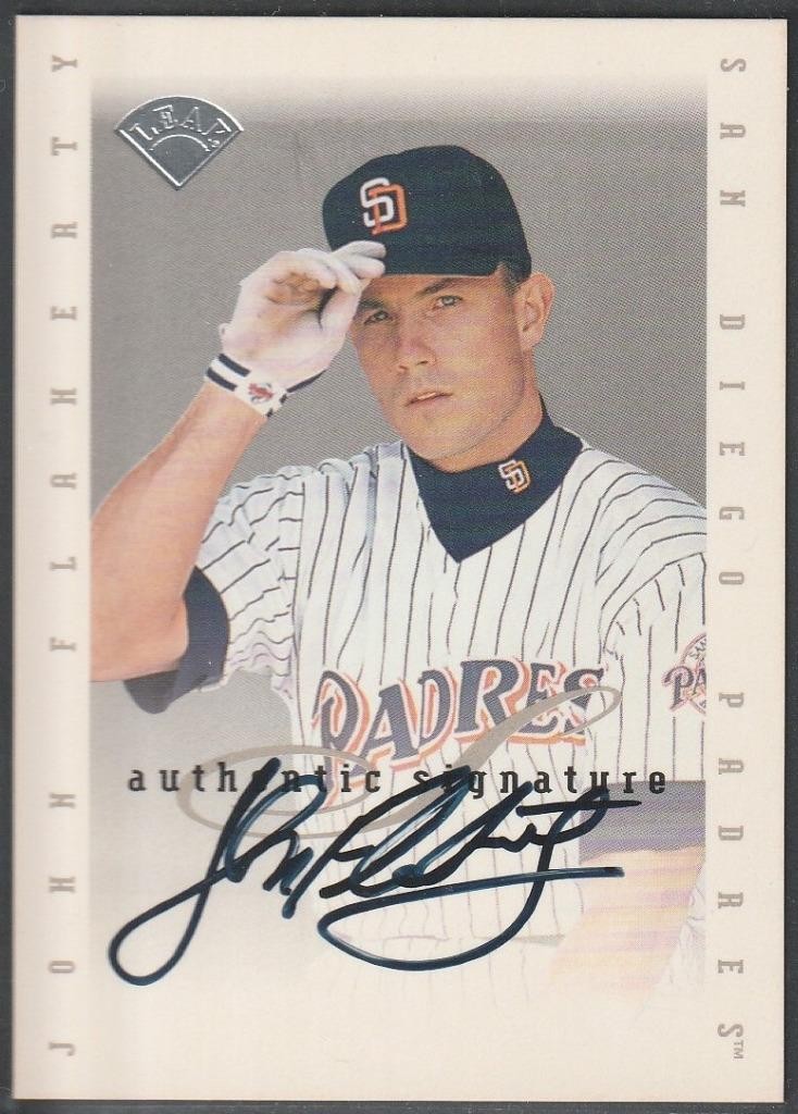 114,1996 Leaf Signature, Original Autograph of John Flaherty, Padres