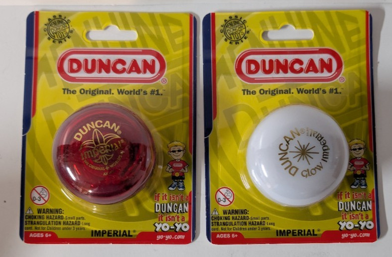 2 Duncan Imperial Yo Yo's   NOS 1 Red Imperial and 1 Glow Imperial