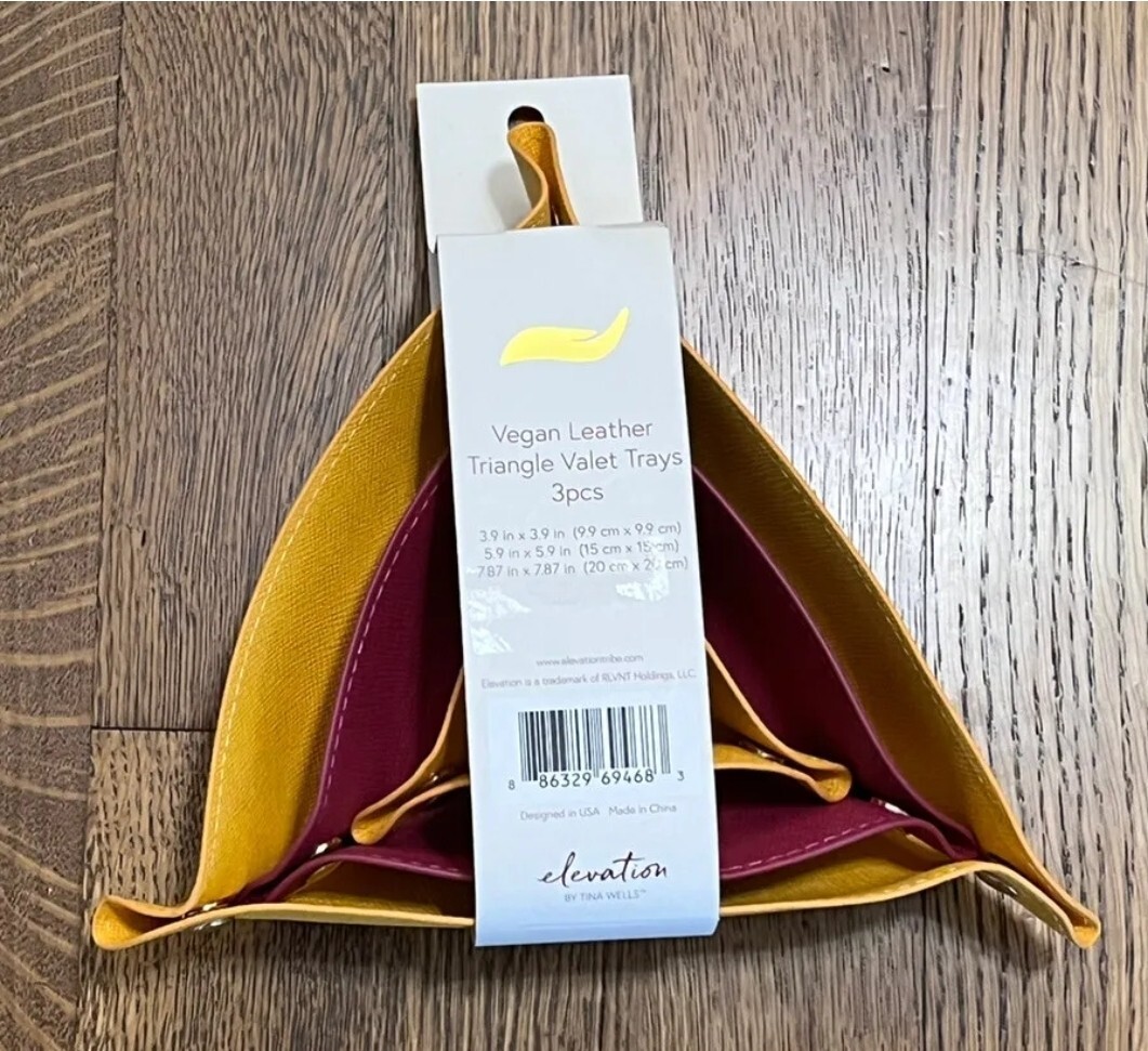 Elevation by Tina Wells Vegan Leather Traingle Valet Trays 3pcs