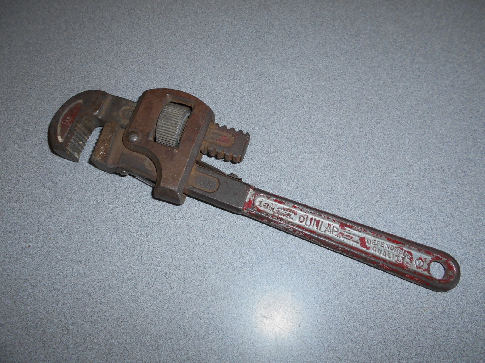 Dunlap vintage 10 inch adjustable pipe wrench USA forged pre owned