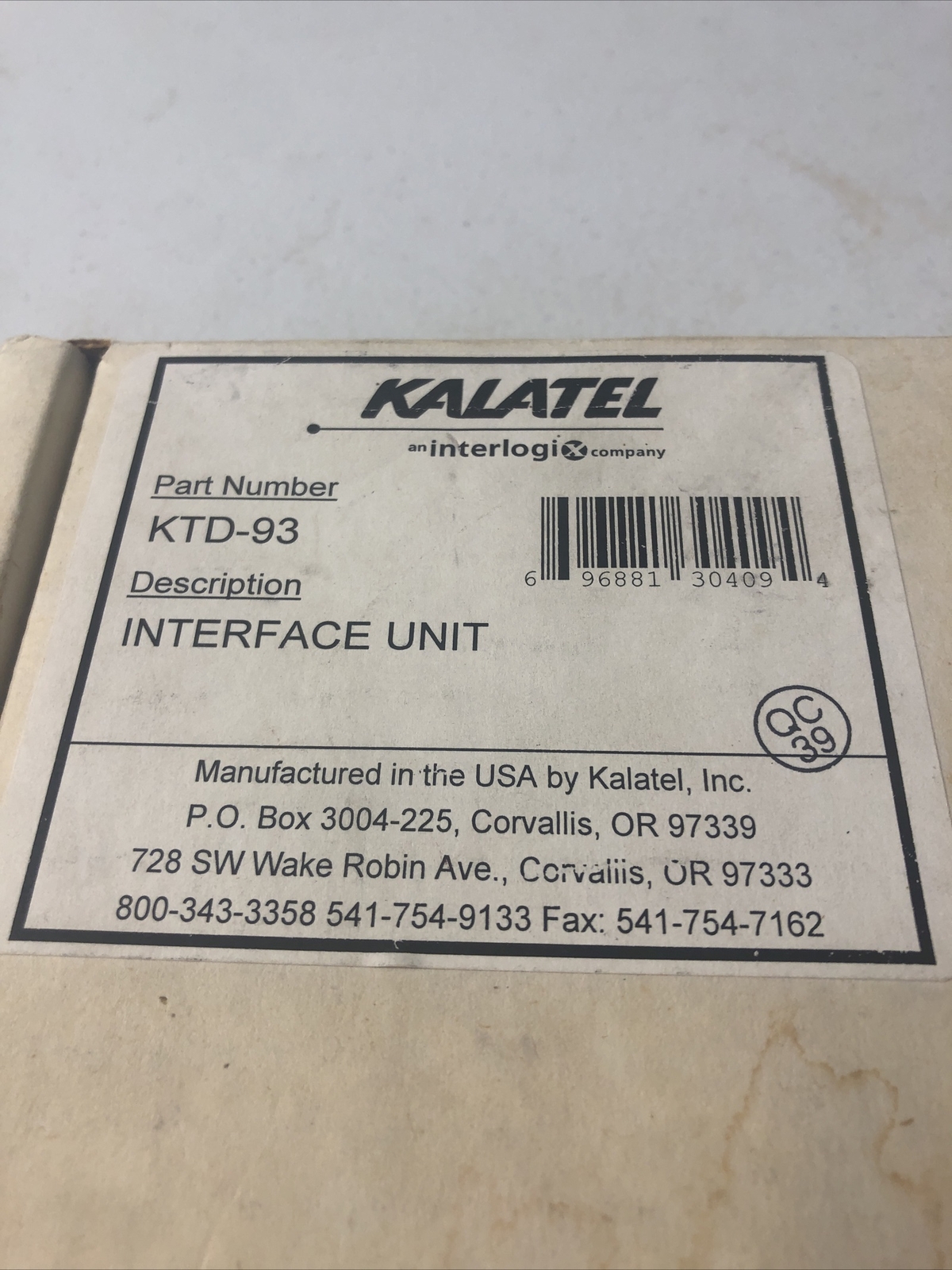 GENUINE GE INTERLOGIX KALATEL KTD-93 AUXILIARY DEVICE DRIVER
