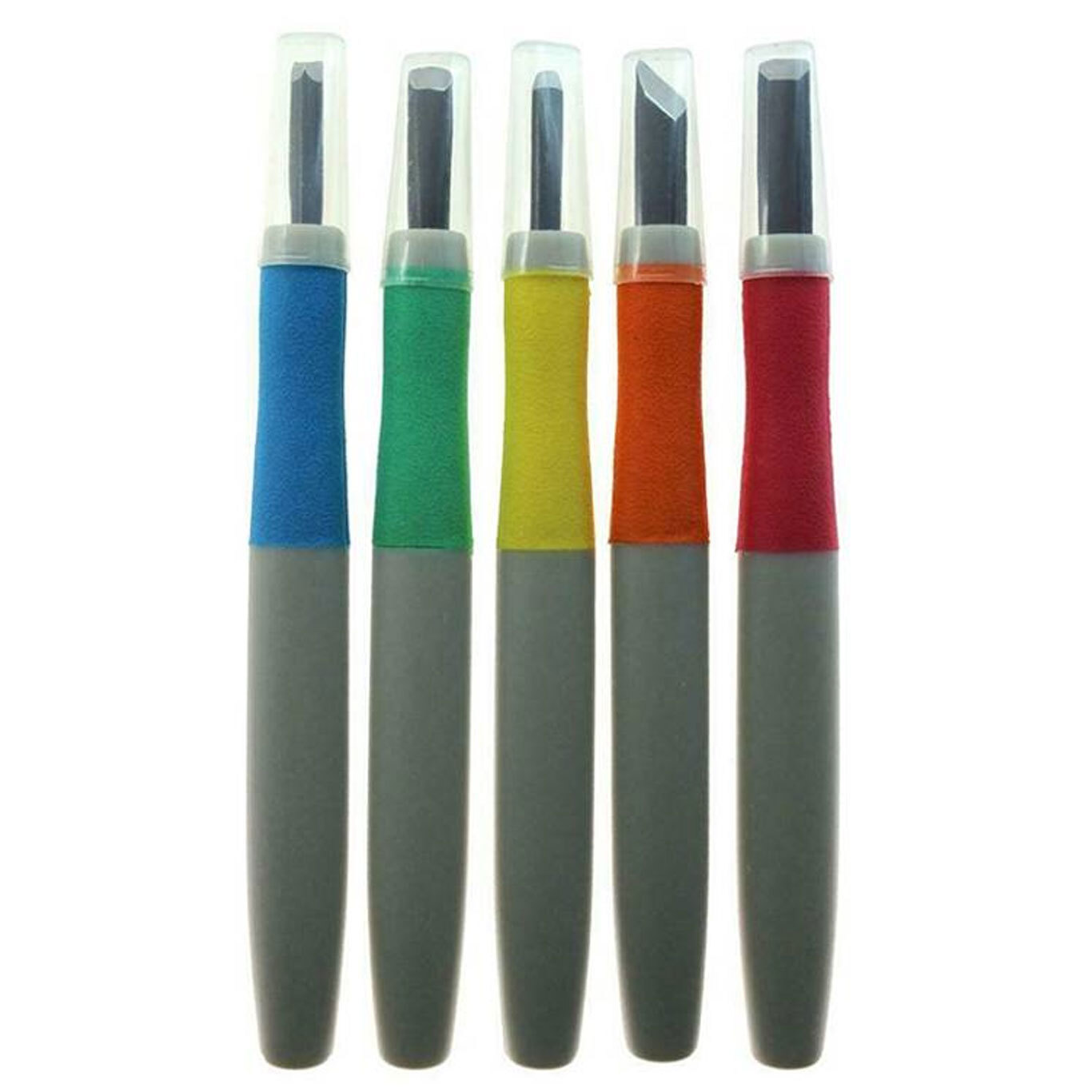 Michihamono 5pcs Color Coded Basic Wood Carving Tool Kit U V Gouge Skewed Chisel