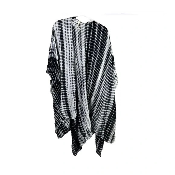 Scarf Multi-Use Wrap Sarong Ruana Shawl Michael Stars Black White Flowy Woven d