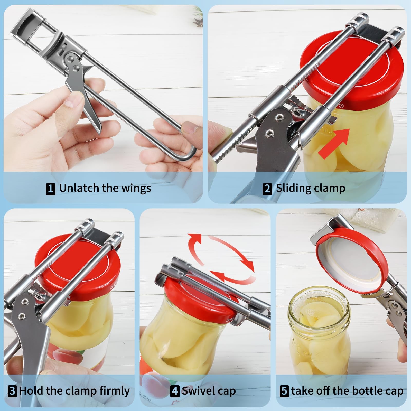 Master Opener– Adjustable Multifunction Jar & Bottle Opener Stainless Steel Tool
