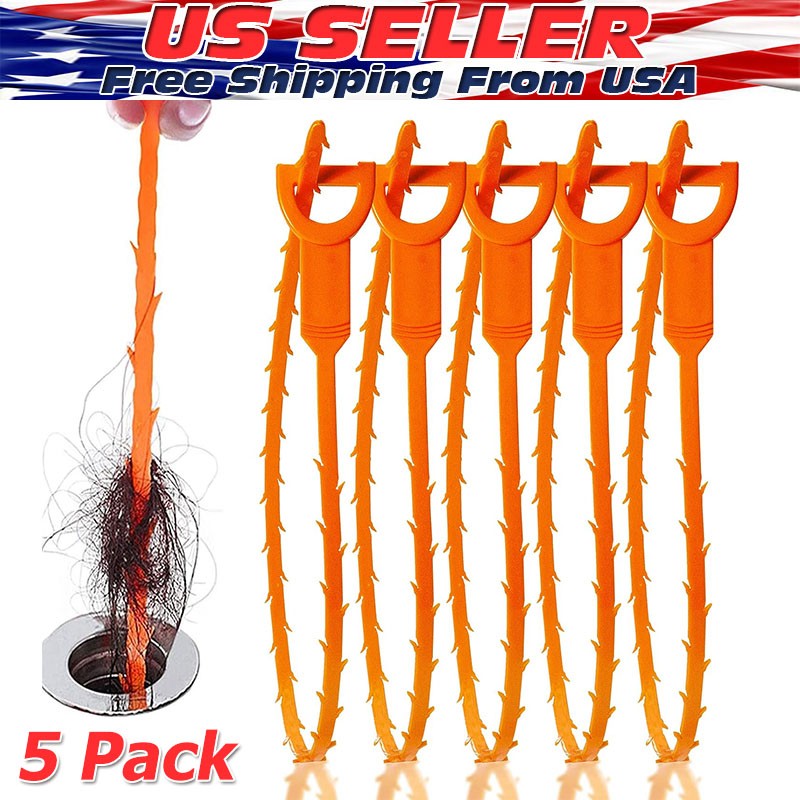 Drain Hair Cather 5 pcs 20 Inch Drain Snake Shower Drain Hair Trap Clog Remover