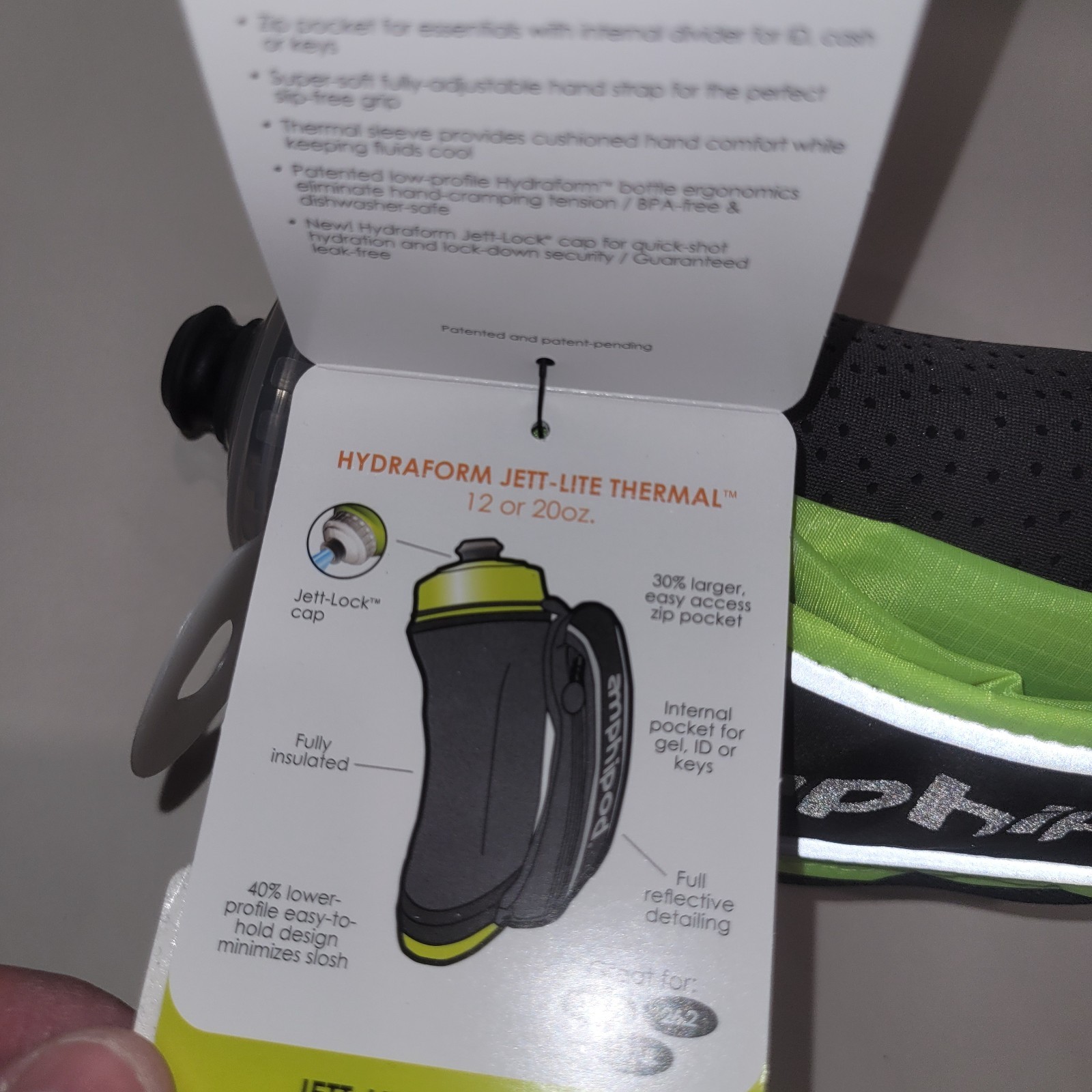 Amphipod Hydraform Jett-Lite Thermal Handheld, Ergonomic Hydration 20oz