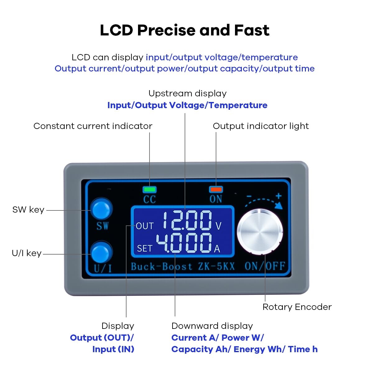 DC-DC Buck Boost Converter CC/CV 0.6-36V 5A Adjustable Lab Power Supply Module