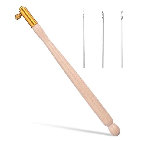 Tambour Crochet Hook Set with Wood Handle & Needles for Beading & Sewing