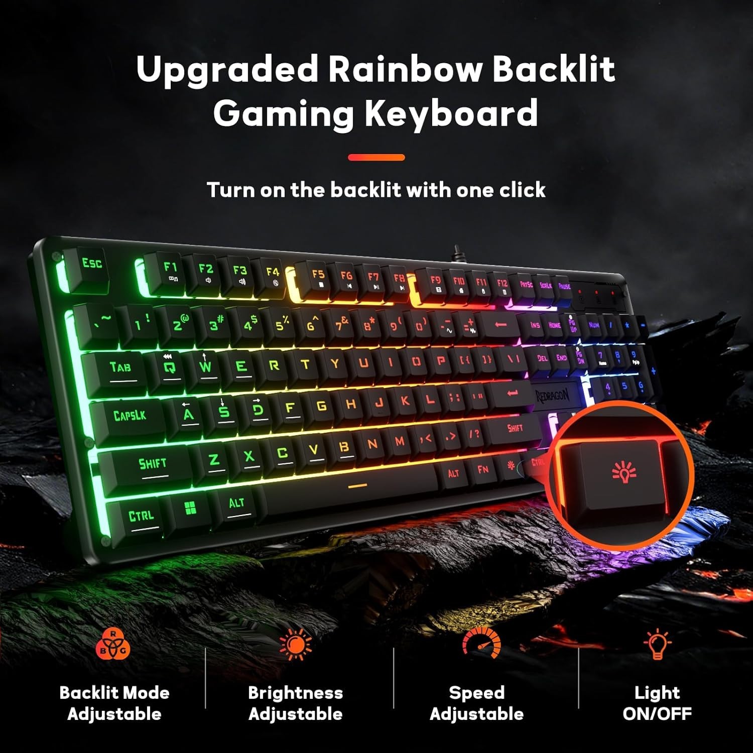 Wired Mechanical Keyboard K521 with Vibrant Rainbow Backlighting