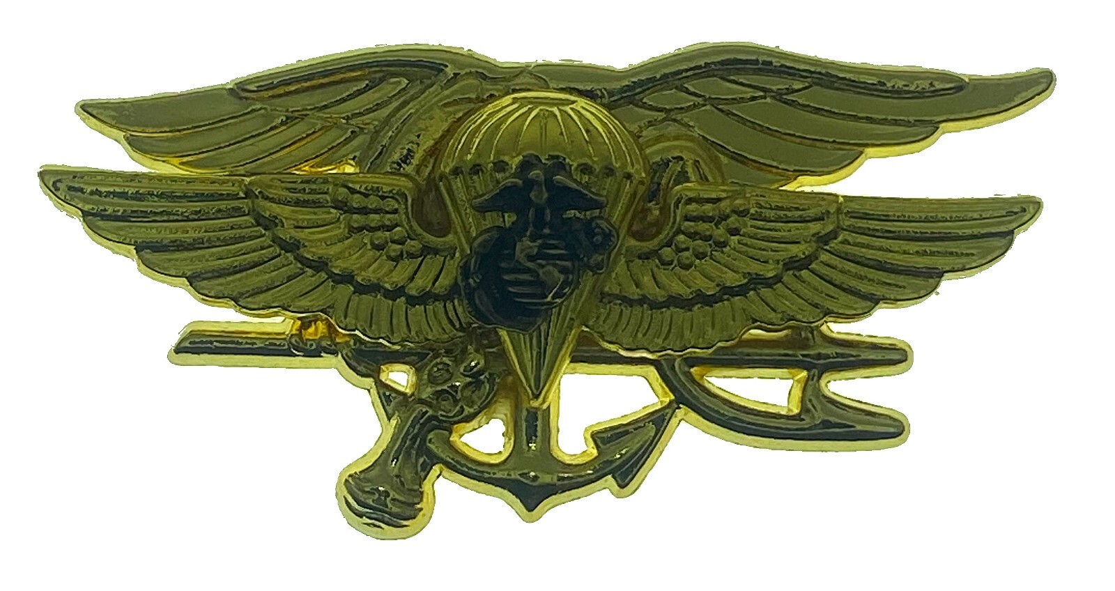 US Navy SEALS SEAL Team Trident USMC Logo JUMP WING GOLD PLATED Custom Pin