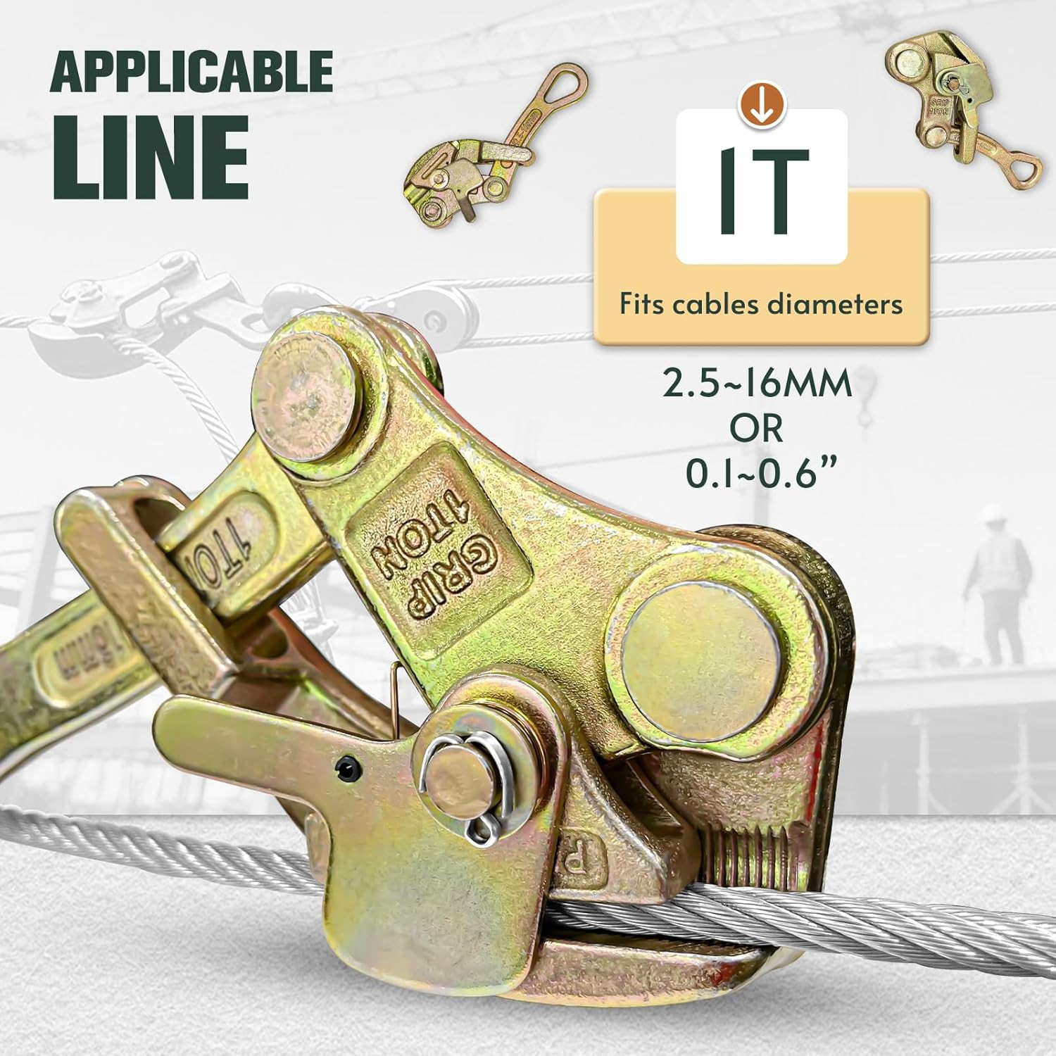 2Pcs Cable Grip Steel Wire Puller 1 Ton, Cable Puller Tool for 2.5-16