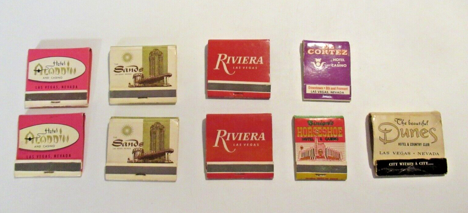 Vintage Lot of 9 Las Vegas Casino & Hotel Matchbooks Advertising