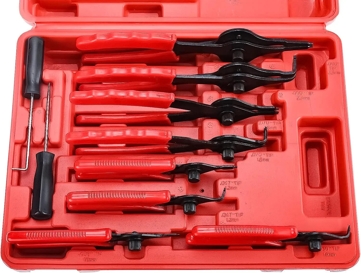 12 PC Circlip Snap Ring Pliers Set Heavy Duty Heat Treated Steel Vinyl Handles
