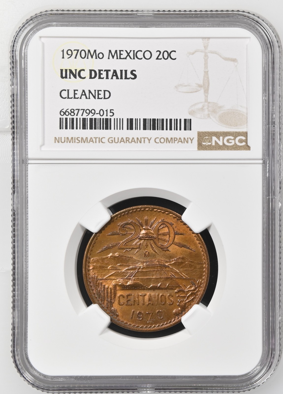Mexico 20 Centavos 1970 Mo NGC Unc Details
