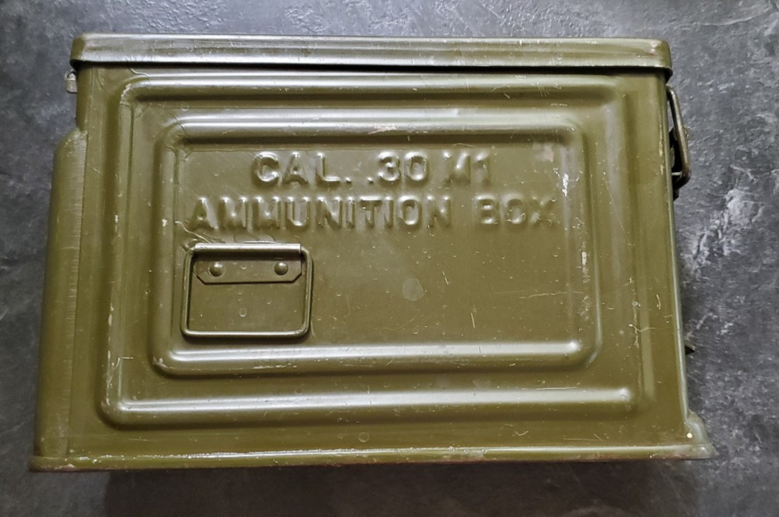 WWII CROWN Metal 30 Cal M1 US ARMY BOX Ammo Box Can Nice Condition
