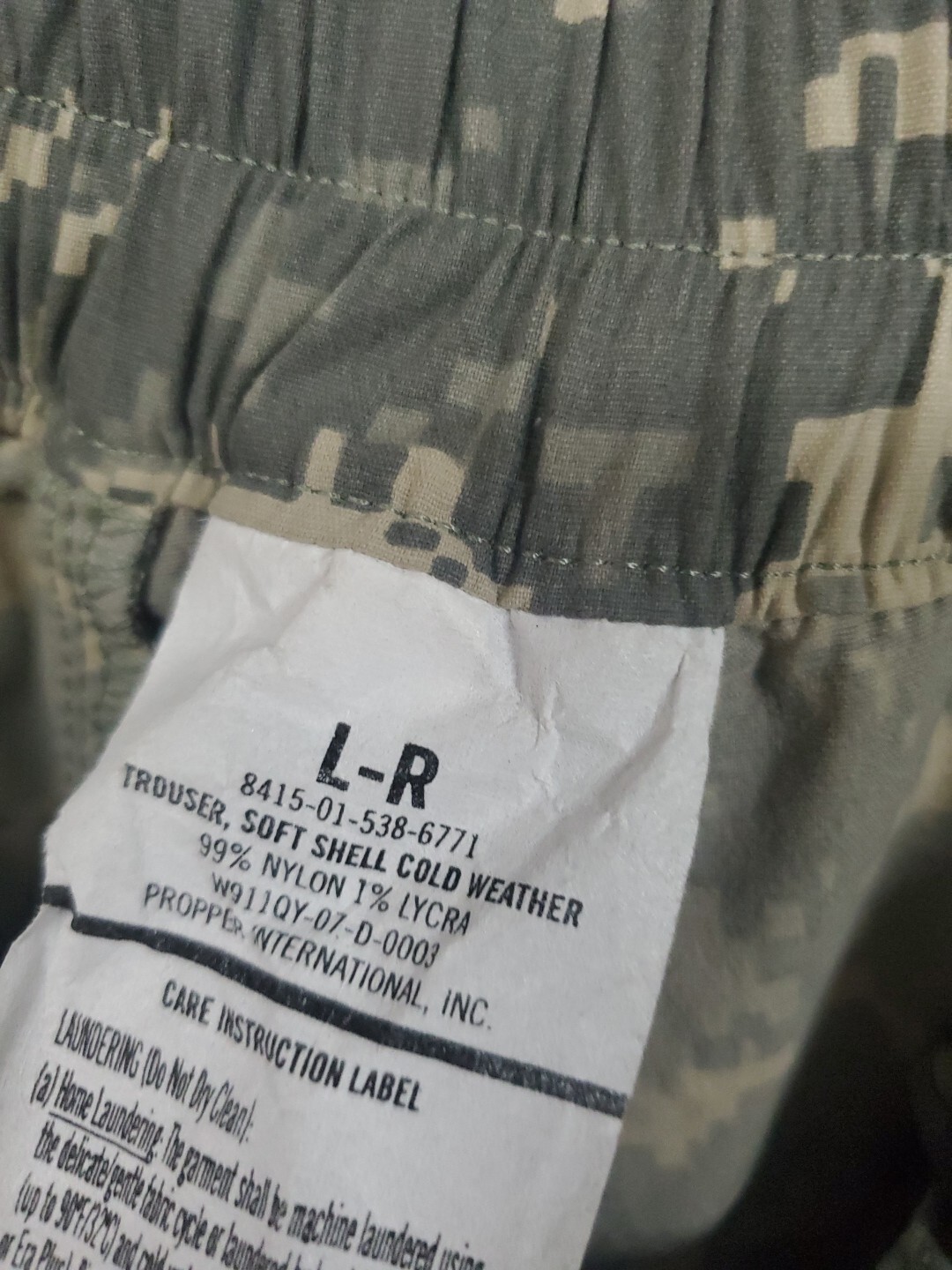 Large Regular ARMY ISSUE ACU DIGITAL SOFT SHELL pant LEVEL 5 cold weather