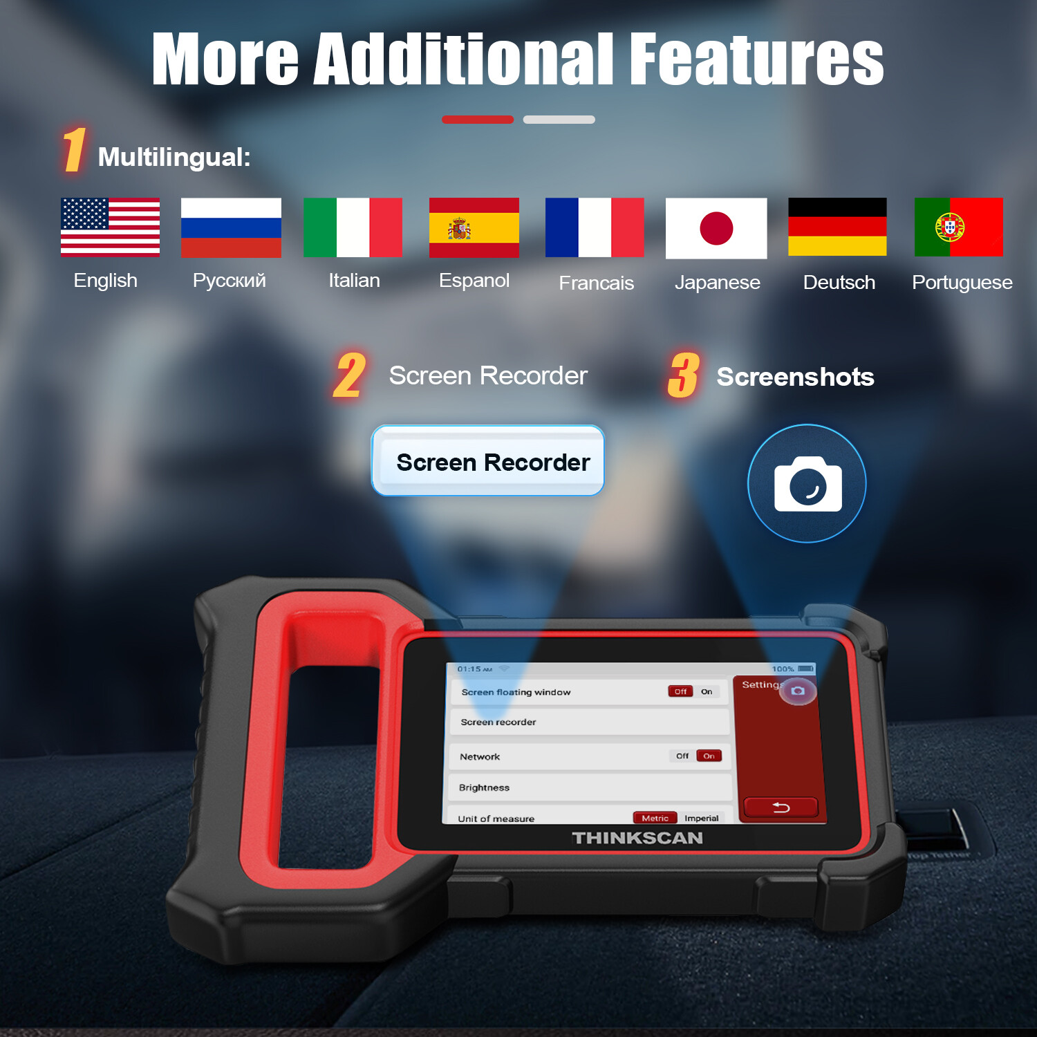 ThinkScan Plus S7 OBD2 Scanner Car Diagnostic Tool With 5 Reset AutoAuth FCA SG