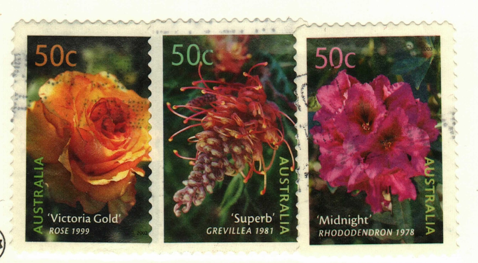 Australia #2144-5, 2147 used flowers