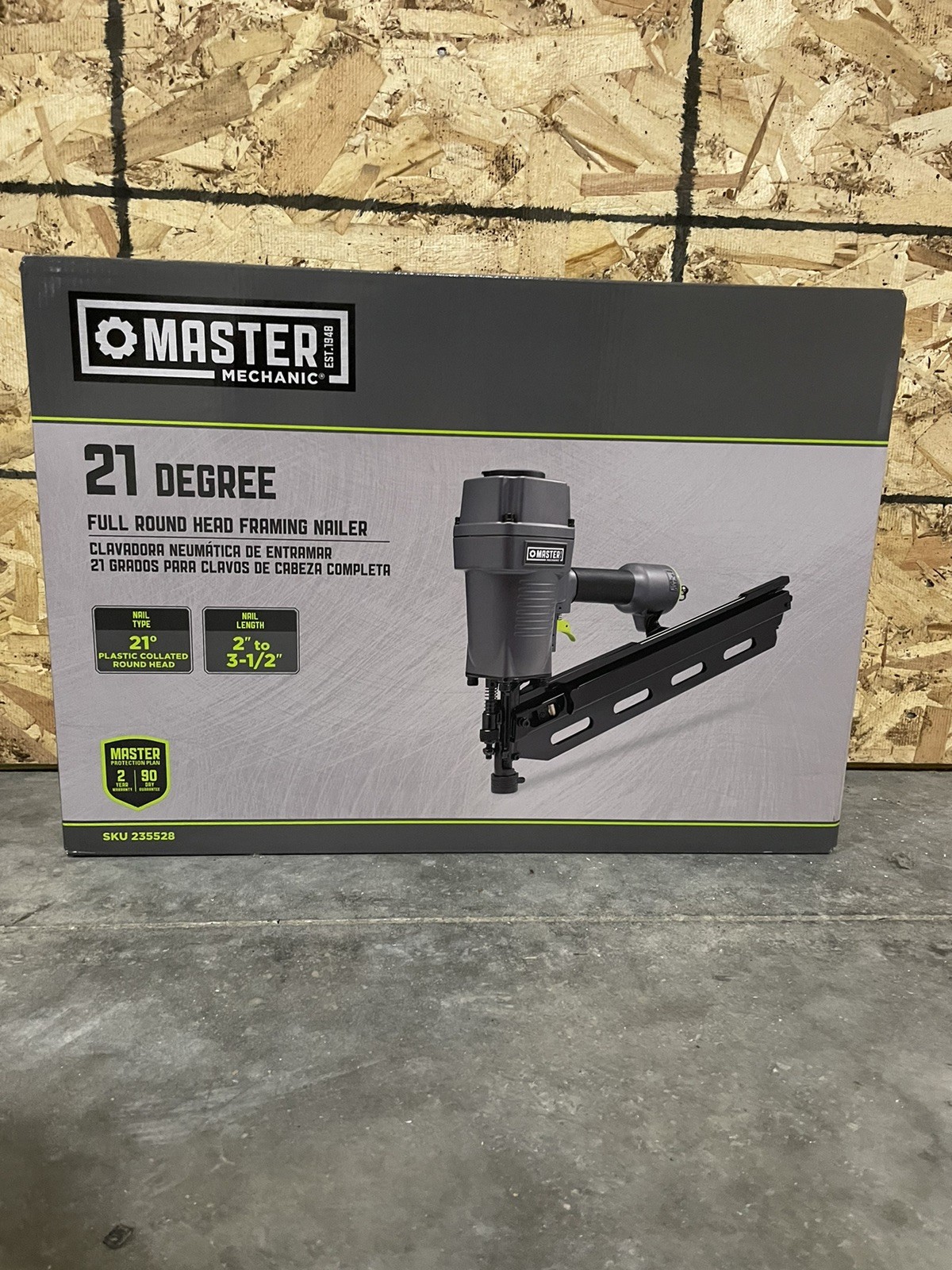 Master Mechanic Framing Nailer with Full Head and Tool Free Depth Adjustment
