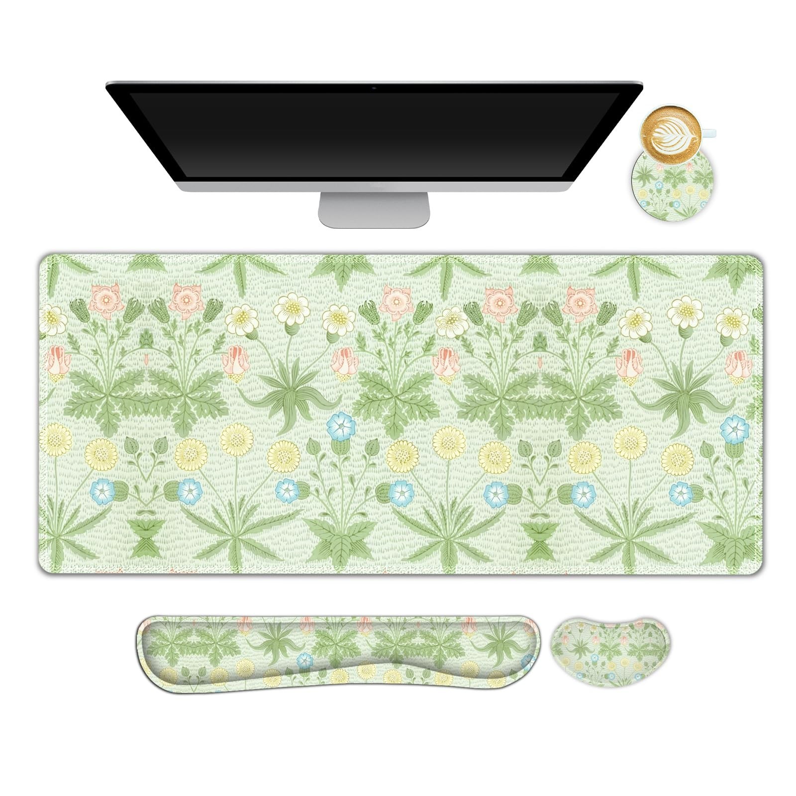 Large Mouse Pad and Keyboard Wrist Rest, Extended Mouse Pad with Wrist Suppor...